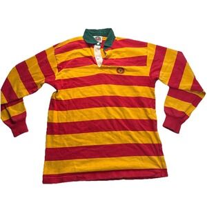 Barbarian Rugby Wear Mens Size XL Long Sleeve Rugby Shirt Yellow Red Striped